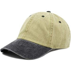 Unisex Khaki & Black 100% Cotton Pigment Adjustable Size Baseball Six Panel Cap